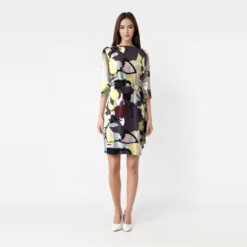 Diane Von Furstenberg Abstract Floral Midi Dress